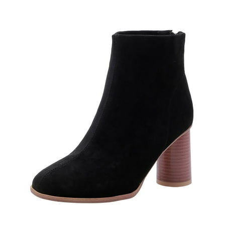 GHSOHS Cowboy Boots for Women Pointed Toe Boots Ankle Boots Shoes Wide Calf Boots for Women Shoes Fashion Ankle Long Boots Thick High Heels Over Knee Pleated Suede Boots Western Cowgirl Boots Size 37