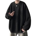 thumbnail image 2 of Camisa de manga larga para hombre, cuello redondo, Hip Hop, estilo extragrande, agradable a la piel, camisa sencilla de gran tamaño para hombre, para fiesta, Shcool Bar, 2 of 8