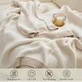 thumbnail image 7 of Chenille Waffle Knit Throw Blanket Reversible Bedding Blanket, 90"x90", Ivory, 7 of 7