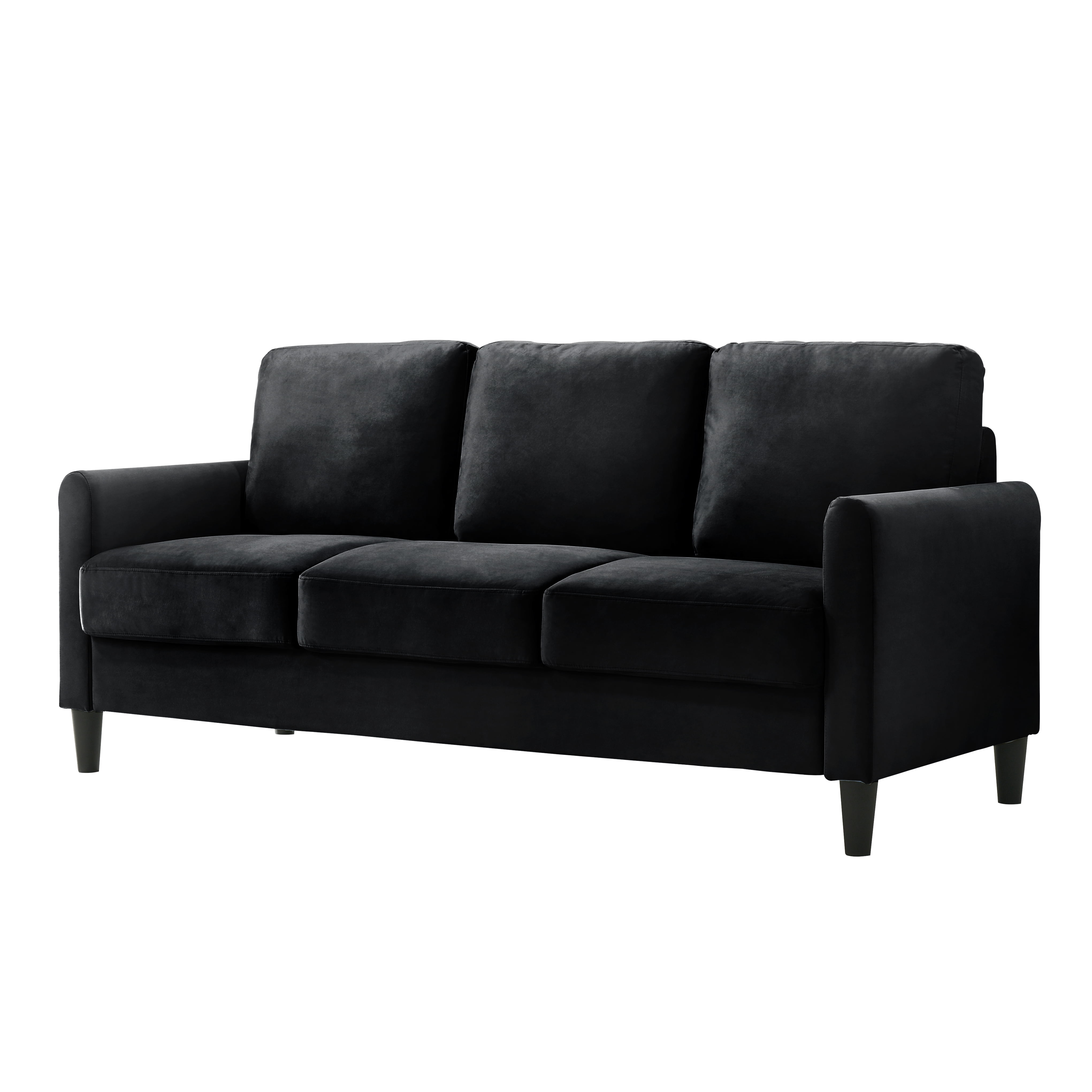 Home Design Airell 2-Piece Living Room Set with Loveseat and Sofa, Soft Velvet Fabric, Modern Upholstered Design, Black