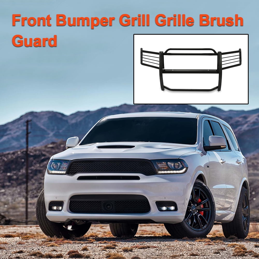 ECOTRIC Front Black Steel Bumper HeadLight Grille Brush Guard Protection Compatible with 2004 2005 2006 Dodge Durango 4DR No Drill Installation