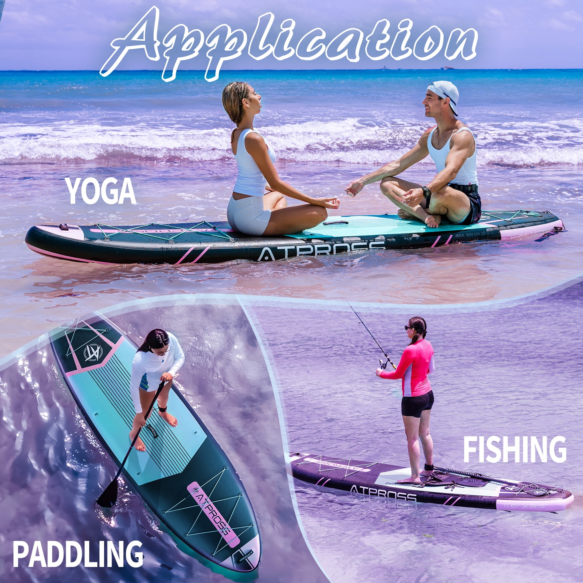 Ultifit Inflatable Paddle Board Extra Wide 450 Lbs Capacity Anti-Slip Design with SUP Accessories 11'6" x 35" Pink