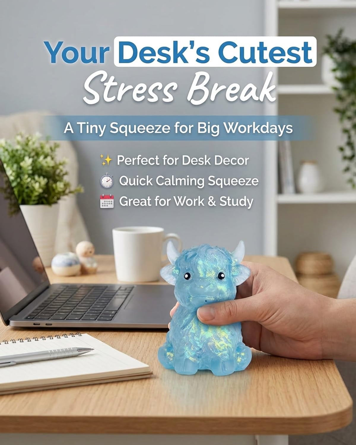 Highland Cow Squishies Glitter Squishy Soft Slow Rising Pocket Cute Stress Ball Sensory Squeezing Cute Squeeze for Adults Fidget Highlandcow Relief Cows Squishiesfidget Ball