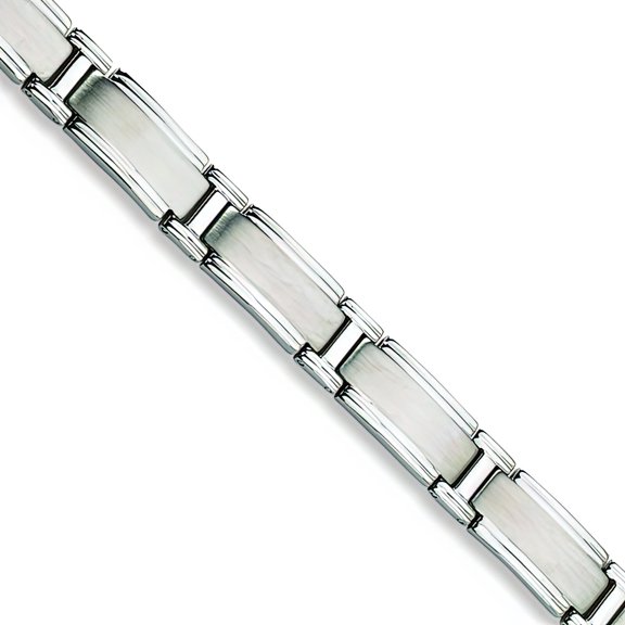 Stainless Steel Brushed Mens Link Bracelet 9.5"