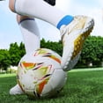 thumbnail image 4 of Boys Football Shoes - Kids Soccer Cleats Low Top with Detachable Studs Youth Training Sneakers Strap Outdoor Sports Footwear for Ages 5-14(White/32), 4 of 5