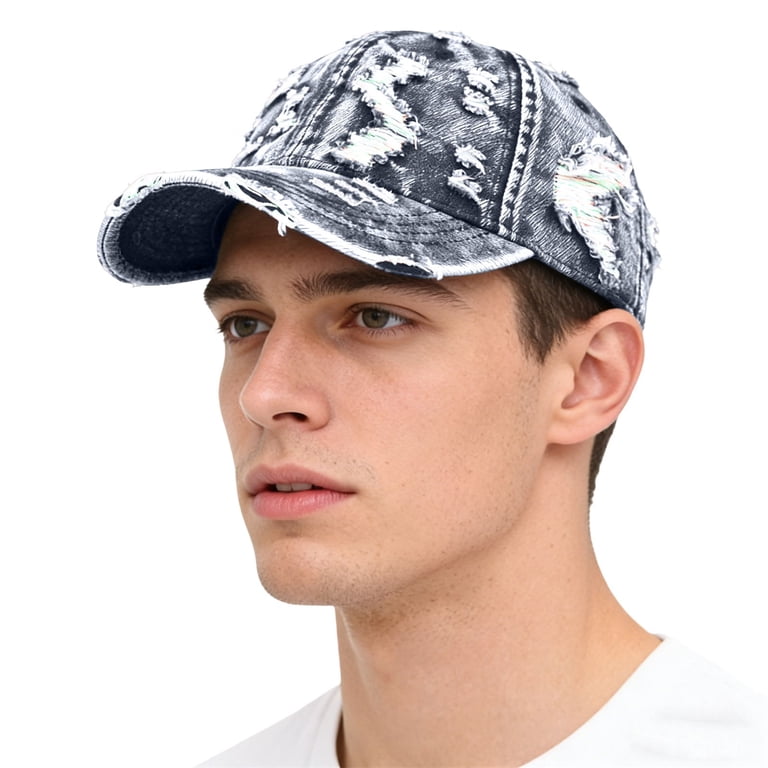 DJN Unisex Distressed Denim Baseball Cap Washed Ripped Hat  display picture 1