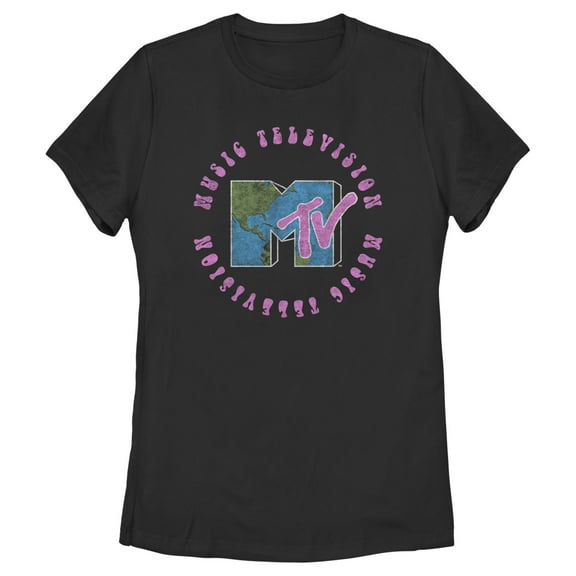 Women's MTV Earth Day Logo  Graphic Tee Black Large