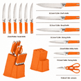 thumbnail image 2 of 13 Pcs Kitchen Knife Set with Block, Stainless Steel Sharp Blades, Non-Slip Handle, Multi-Color Knife Set with Scissors for Home Kitchen Orange, 2 of 4