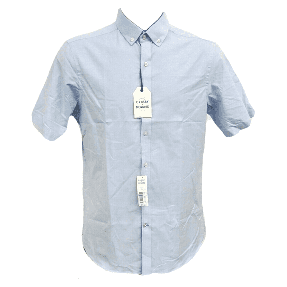 $79.50 CROSBY and HOWARD Men's Short Sleeve Shirt Cotton Light Blue Size L