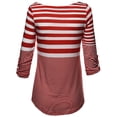 thumbnail image 2 of FashionOutfit Women's 3/4 Sleeve Contemporary Stripe Boatneck Top w/ Front Pocket, 2 of 3