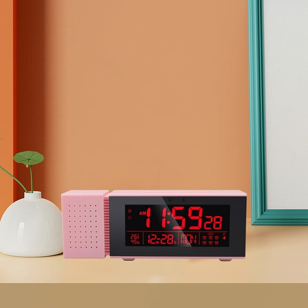 Moderno reloj despertador para habitaciones, número de LCD simple Número de digital, Dimmer, Reloj de noche USB para Rosado Baoblaze Radio reloj despertador