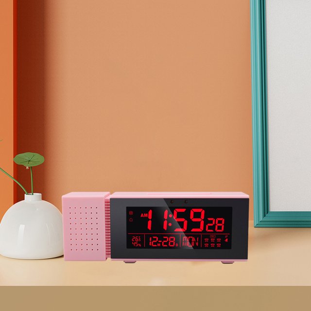 Reloj Despertador Digital Soledad Reloj de Noche Pantalla LCD Rosado Luz de Noche Snooze Temperatura