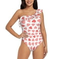 thumbnail image 2 of Yiaed Pink Hearts1 Print Women One Piece Swimsuits Tummy Control One Shoulder Bathing Suits Pattern Ruffle Swimwear-Large, 2 of 8