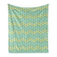 thumbnail image 1 of Floral Soft Flannel Fleece Blanket, Continuous Happy Summer Tone Flowers Illustration Blossoming Botany Layout, Cozy Plush for Indoor and Outdoor Use, 70" x 90", Seafoam and Yellow, by Ambesonne, 1 of 5