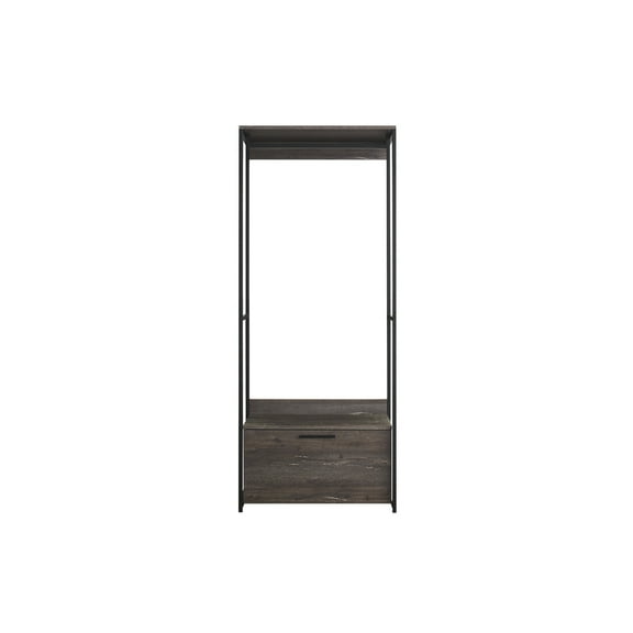 Klair Living Monica Wood and Metal Walk-in Closet with 1-Drawer in Rustic Gray