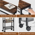 thumbnail image 3 of Slim Rolling Storage Cart, 4-Tier Narrow Kitchen Storage Cart with Handle & Wheels, Mobile Shelving Unit, Wooden Top & Metal Frame, Utility Cart for Kitchen, Small Spaces, Rustic Brown, 3 of 18