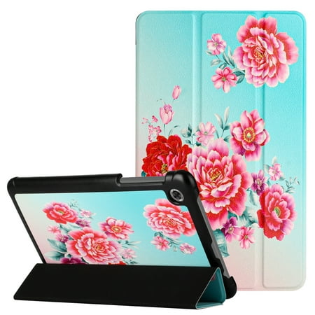 For Alcatel Joy Tab 2 Trifold Magnetic Closure Pu Leather Case Cover - Blooming Flowers