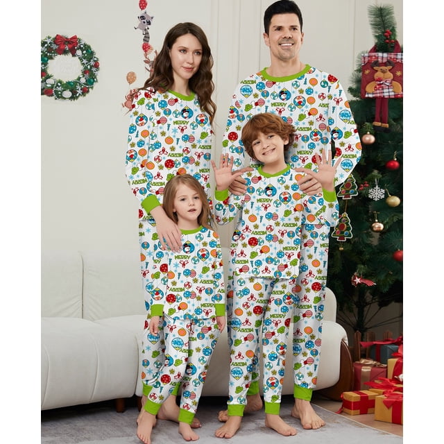 Pijamas familiares a juego de Navidad 2025, pijamas de dibujos animados de muñeco de nieve alegre, conjunto de ropa para niños adultos, mono de bebé + ropa para perros