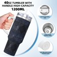 thumbnail image 3 of 40zo Ice Bar Cup With Handle Double Insulation Large Capacity Rust Prevention For Daily Travel And Other Scenes Argyle Plaid Darkslateblue_4, 3 of 8