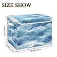 thumbnail image 5 of Yayeee Collapsible Cube Storage Bin with Lid Fabric Closet Decorative Basket with Handles, Blue Watercolor Ocean Waves, 5 of 7