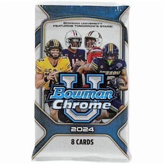 NFL 2024 Bowman Chrome U Football Trading Card HOBBY Pack (4 Cards per Pack)