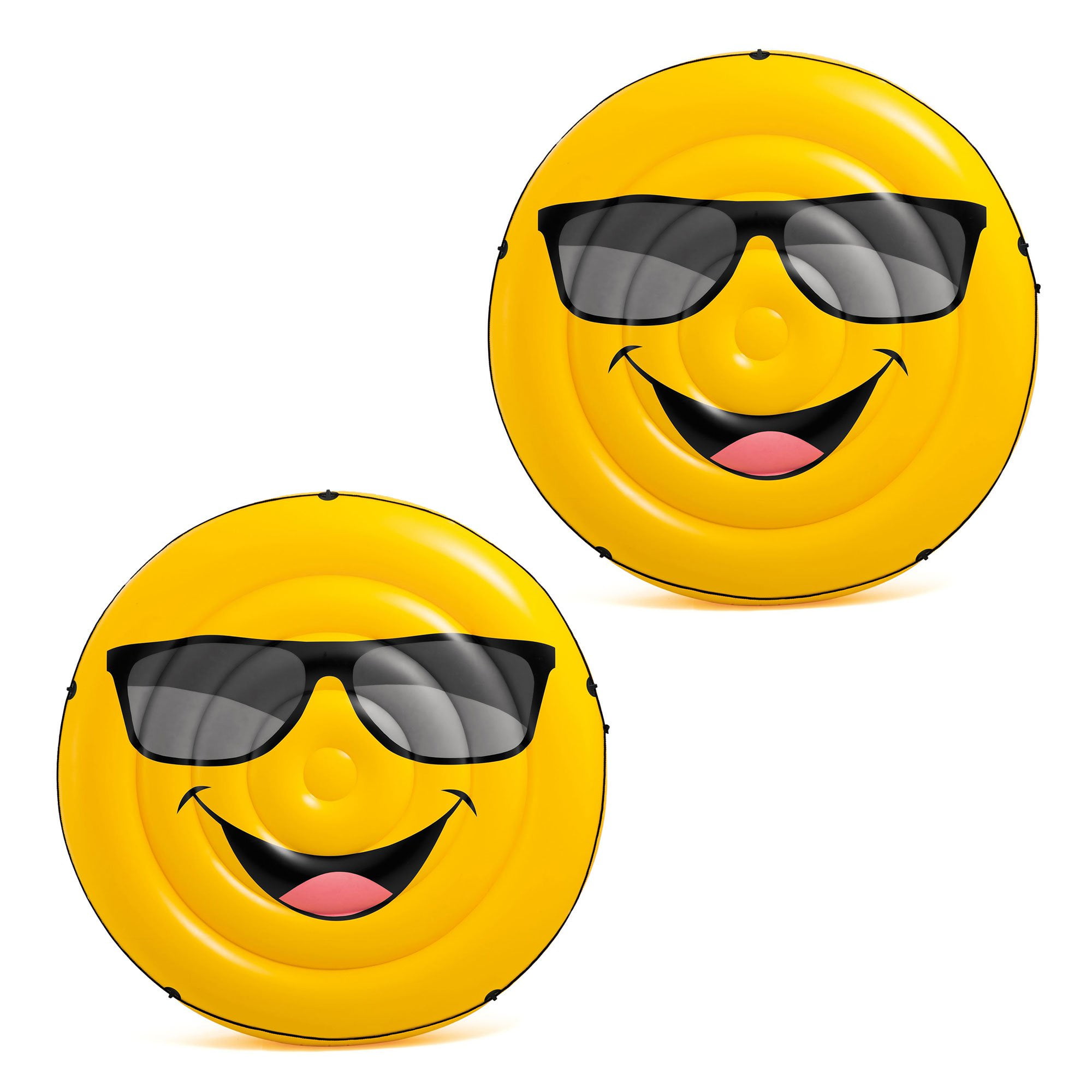 Intex Giant Inflatable Emoji Cool Guy Island Lounger Ride On Pool Float (2 Pack) - Walmart.com