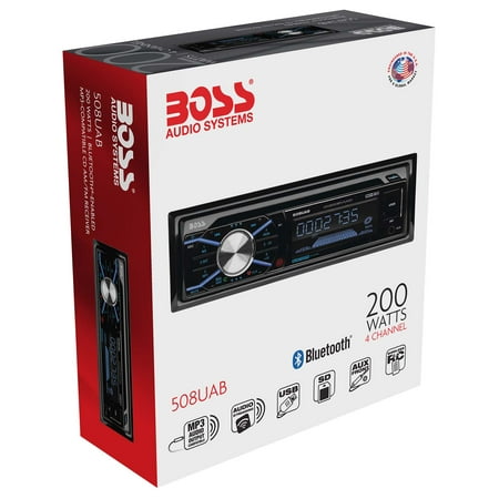 Boss 508UAB 1-DIN Car CD/MP3 Player Receiver w/Bluetooth USB/SD+Remote+AUX Cable