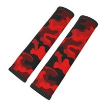 2 Pcs Auto Seat Belt Cover Soft Car Seatbelt Cover Automotive Seat Belt Cushion Pad Cover Shoulder Pad Backpack Shoulder Pad Camouflage Military Camo Bright Red Print
