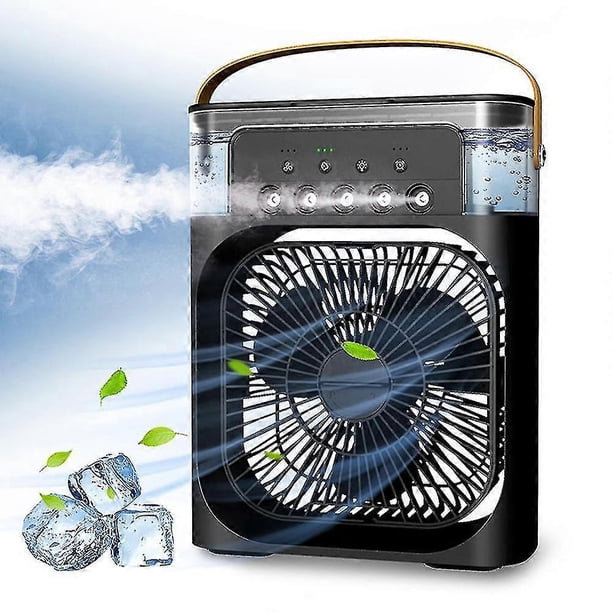 Portable Desk Misting Fan, 3 Speeds Humidifier Misting Fan, Cool And Moist Ice Air Cooler, Personal Table Cooling Fan With Water Spray And Colorful Li