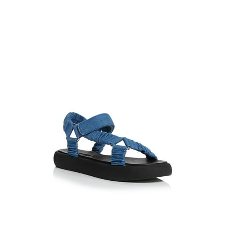 

AQUA Womens Blue Adjustable Strap Cushioned Tenly Square Toe Platform Slingback Sandal 8 M