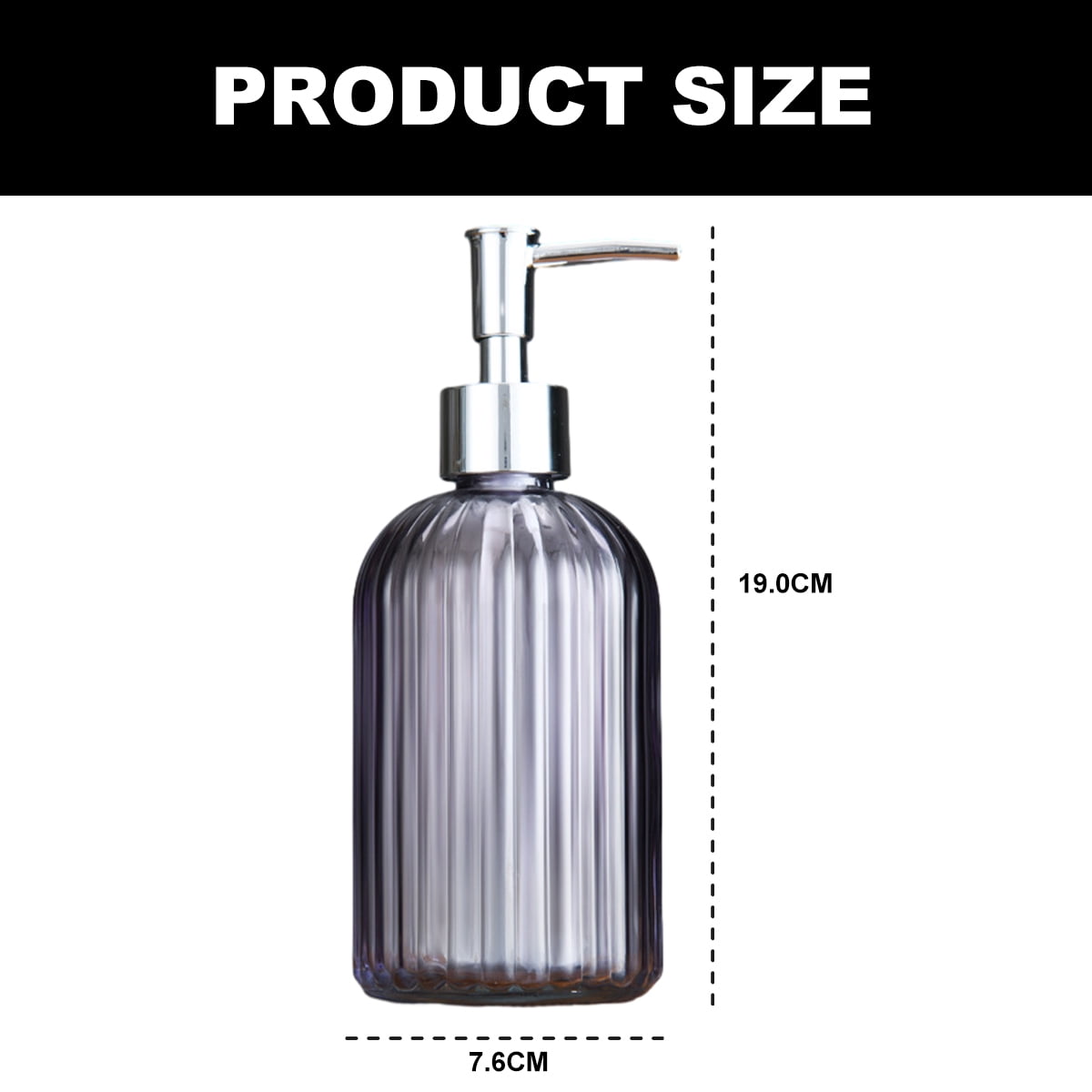 Clear glass soap dispenser with rust-proof stainless steel pump refillable bathroomgrey