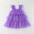 thumbnail image 6 of Wilark Toddler Girls Halloween Dresses Cute Trendy Lightweight Square Neck Flutter Sleeve Festival Party Dresses Purple 3 T, 6 of 9