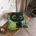 thumbnail image 5 of KLL Cute Big-Eyed Black Cat Decorative Throw Pillow Covers Velvet Soft for Couch Sofa Bedroom Living Room Outdoor (No pillow core)- 20"x20", 5 of 5