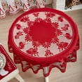 thumbnail image 2 of YFTDEY Christmas Tablecloth, Round Tablecloth, Holiday Decoration, Red Lace Table Cover, Exquisite Christmas Patterns, Protects Surfaces, Ideal for Dining Tables, 2 of 4