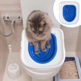 thumbnail image 4 of Entrenador de inodoro para gatos Kit de entrenamiento para ir al baño para gatos Ahorro de tiempo Conveniente Entrenador de inodoro profesional fácil de usar para inodoro en cuclillas refinado (2 band, 4 of 5