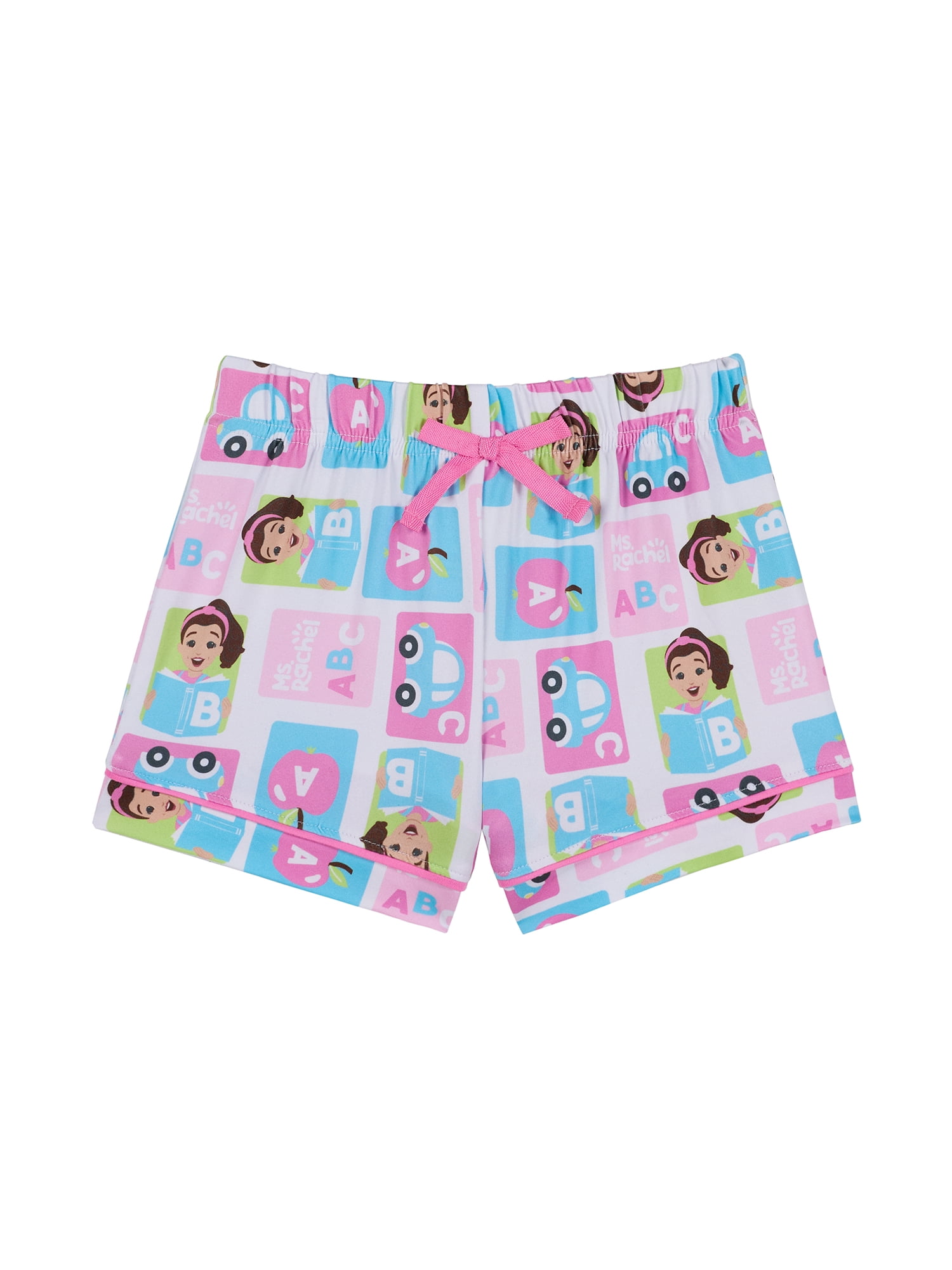 Ms Rachel Toddler Girls Short Sleeve Button Front Top and Sleep Shorts, 2-Piece, Sizes 2T-5T