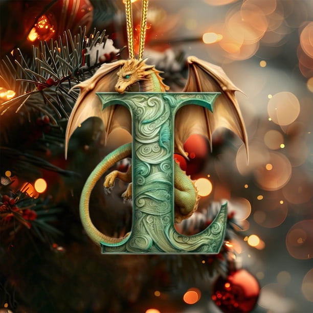 Alphabet Decoration Dragons Pendant Christmas Decoration Dragons Christmas Alphabet Decoration, Dragons Christmas Alphabet Decoration, Wooden Pendant Decoration, Festive Home Decor, Xmas