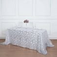 thumbnail image 5 of Efavormart 90"x156" Silver Sequin Leaf Embroidered Tulle Rectangular Tablecloth, Seamless Sheer Table Overlay, 5 of 5