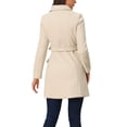 thumbnail image 3 of INSPIRE CHIC Pea Coat for Women's Peter Pan Collar Double Breasted Slant Pocket Button Down  Belted Winter Coats XL Cream White, 3 of 6