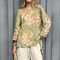 thumbnail image 1 of YLHFASHION T-Shirts Décontractés à Manches 3/4 pour Femmes, Col Rond, Coton, Liquidation, 1 of 3