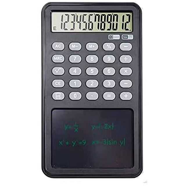 MGFED Basic Calculator Notepad with LCD Writing Tablet 12 Digit Display Grey