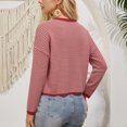 thumbnail image 4 of GEWSEY Womens Striped Cardigan Sweater Casual Crew Neck Open Front Button Down Long Sleeve Knit Sweaters Fall Outerwear (Red, L), 4 of 6