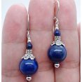 thumbnail image 5 of K-KED Natural 6-12mm Blue Egyptian Lapis Lazuli Round Beads Dangle earrings AAA Grade, 5 of 6