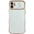 thumbnail image 4 of for iPhone 11 Case,Curly Wavy Grip Design Plated Love Heart Luxury Phone Case, Full Camera Lens Protection Fun Cute Side Small Pattern Electroplate Slim Soft Wave Case for iPhone 11,White, 4 of 14