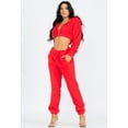 thumbnail image 3 of A2Y Women's Sexy Sherpa Furry 2 Pieces Sets Crop Zipper Jacket and Long Pants Red L, 3 of 3