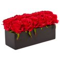 thumbnail image 2 of Docena De Rosas De Seda Casi Naturales En Macetero Rectangular De Cerámica, 2 of 5