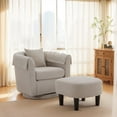 thumbnail image 2 of Rotary Armchair with Ottoman Set Modern Barrel Armchair with Removable Back Pillow 2 Armrest Covers for Living Room Bedroom office Gray, 2 of 8