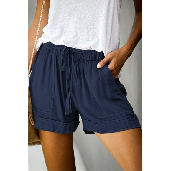 Women's Dusty Blue Strive Pocketed Tencel Shorts