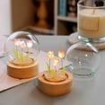 thumbnail image 3 of Sunjoy Tech 1 Set Tulip Night Light Soft Lighting Wooden Base Realistic Battery-operated Easy Installation Decorative Energy-saving Creative Handmade Tulip Night Light DIY Craft Party Supplies, 3 of 8