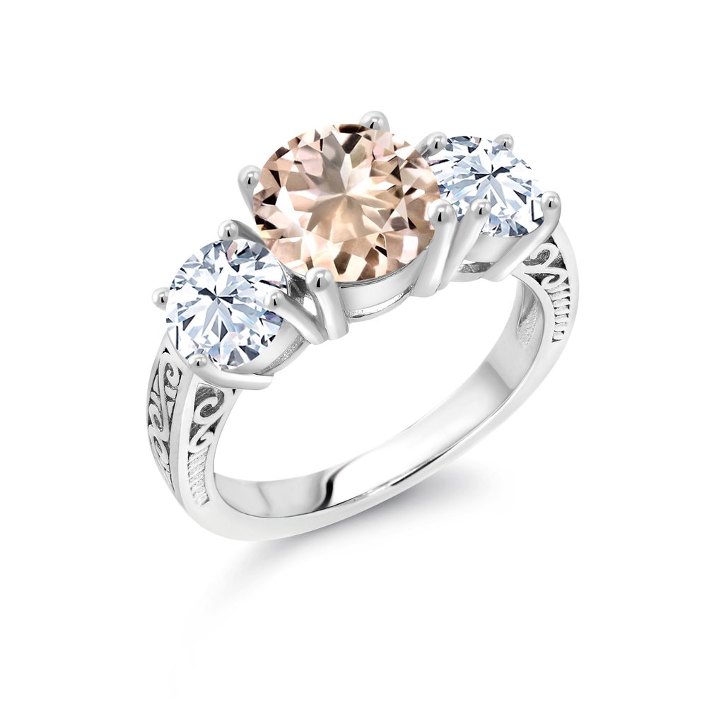 Gem Stone King 4.70 Ct Round Peach 925 Sterling Silver 3